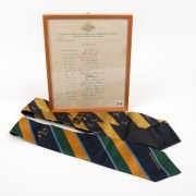 CRAIG McDERMOTT 1993 England&nbsp;VS&nbsp;Australia official team tie with CofA; together with a cricket tie and a framed 1966-67 signed official Australian Team sheet, (3 items)