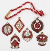 SOUTH MELBOURNE CRICKET CLUB membership fobs: 1921-22, 1922-23, 1925-26, 1928-29, 1930-31 and 1949-50. (Total: 6 items).