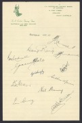 A collection of Australian Team sheets: 1952-53 for the Test Match Series against South Africa (Hassett captain); 1964 Australian Team on Tour (Simpson captain), 1966-67 Australian Team on Tour (Simpson captain), 1969-70 Australian Touring Cricket Team (L