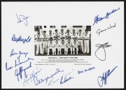 THE AUSTRALIAN TEAM TO THE CENTENARY TEST MATCH AT LORDS, August 1980: A photo-sheet (by Stamp Publicity, Worthing) depicting the complete Australian squad with their names printed below the image; signed by all the players in the large margins surroundin