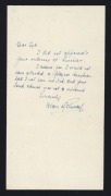 A TENSE MOMENT DURING THE 1948 SERIES: A scorecard from the 5th Test at Kennington Oval (showing England dismissed in the first innings for 52; Lindwall 6 for 20) signed by SID BARNES and accompanied by a hand-written note from ALAN McGILLIVRAY (on the ba - 2