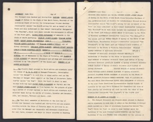 ORIGINAL PLAYER CONTRACTS (unsigned) FOR THE 1930 TOUR TO ENGLAND and for the 1935 TOUR TO SOUTH AFRICA: the 1930 contract is a 13-page document prepared for the Australian Board of Control for Cricket and incorporating the names of the proposed team members: Woodfull, Ponsford, a'Beckett, Hornibrook, Hurwood, Jackson, Bradman, etc; the 1935 contract of 7 pages invites Richardson, McCabe, Brown, Chipperfield, Fingleton, Oldfield, Grimmett, etc., to represent Australia in matches in South Africa.