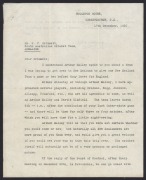 An original letter dated 17th December 1930 from Arthur Sims in Christchurch to Clarrie Grimmett, c/o the South Australian Cricket Team: "Dear Grimmett, I understand Arthur Mailey spoke to you about a team I was trying to get over to New Zealand to give o