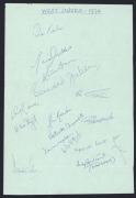 WEST INDIES TEAM SHEETS: 1974 (unofficial) with Kanhai, Gibbs, Julien, Sobers and Murray; 1976 (Official) to the UK, with Lloyd, Murray, Greenidge, Holding and Richards; 1983 (Official) to South Africa, with Rowe, Greenidge, Julien, Murray and Stephenson; - 3
