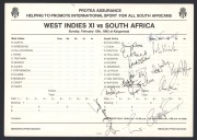 WEST INDIES TEAM SHEETS: 1974 (unofficial) with Kanhai, Gibbs, Julien, Sobers and Murray; 1976 (Official) to the UK, with Lloyd, Murray, Greenidge, Holding and Richards; 1983 (Official) to South Africa, with Rowe, Greenidge, Julien, Murray and Stephenson; - 4