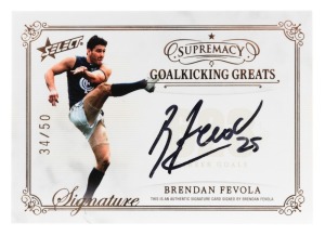 2021 SELECT SUPREMACY GOALKICKING&nbsp;GREATS: Signature card for Brendan Fevola (GGS-BF #34/50).
