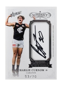 2019 SELECT SUPREMACY FRANCHISE FUTURE: Limited-edition signature card for Carlton's Charlie Curnow (FFS5 #53/70).