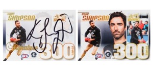 2019 SELECT DOMINANCE SIGNATURE 300 GAMES: Two limited-edition cards for Kade Simpson - both signed (CC80S #15) and unsigned (CC80 #67) variants. (2 items)