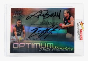 2021 SELECT OPTIMUM DUAL SIGNATURE CARD: Limited-edition signed card for Craig Bradley and Jack Martin (OMDS3 #29/50), together with redemption card (OMDSR3 #29/50). (2 items)