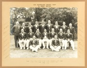 1938 AUSTRALIAN CRICKET TEAM IN GREAT BRITAIN original official large-format team photograph, signed in the side margins by all 18 in the touring party, includes Bradman, McCabe, Barnett, O'Reilly, Brown, Fingleton and Fleetwood-Smith & Barnes. Framed and
