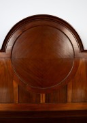 FROM WALTER LINDRUM'S BILLIARDS ROOM: An antique Australian blackwood hall bench with lift-up compartment seat and break arch back rest with recessed circular panel, circa 1920, 136cm high, 190cm wide, 54cm deep - 2