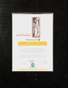 "STROKES OF GENIUS - SACHIN TENDULKAR": A display featuring a full size Genuis MRF cricket bat signed by Tendulkar, together with details of his career and photographs. Accompanied by a PWC CofA, this being number 26/100. Attractively framed glazed, 107 x - 5