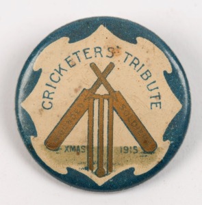 MELBOURNE CRICKET CLUB wounded soldiers Christmas tribute badge, circa 1915, 3cm diameter