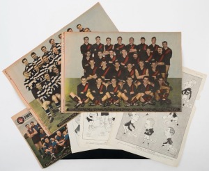 1920s-50s Newspaper and magazine ephemera featuring mainly Essendon, Footscray and Geelong, (14 items).