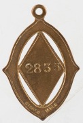 MELBOURNE CRICKET CLUB, membership fob for 1913-14 (#2833), made by Stokes. - 2