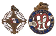 MELBOURNE CRICKET CLUB: membership medallions&nbsp;for 1912-13 (No.3845) and 1914-15 (No.1423), (2 items).