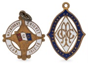MELBOURNE CRICKET CLUB: membership medallions&nbsp;for 1912-13 (No.2547) and 1913-14 (No.1555), (2 items).