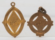 MELBOURNE CRICKET CLUB: membership medallions&nbsp;for 1912-13 (No.2547) and 1913-14 (No.1555), (2 items). - 2