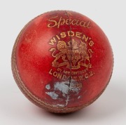 PRESENTATION "WISDEN'S SPECIAL" CRICKET BALL (1925), leather, cork and twin, mounted with a shield-shaped silver plaque, engraved "AUSTRALIAN XI v THE REST - DEC'R 1925 - Presented by HOYTS LTD TO C. GRIMMETT&nbsp;WINNER OF BOWLING AVERAGE." Played at the Syd - 2