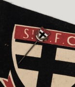ST. KILDA: a circa 1950s "The Saints" pennant (39cm long) with a contemporary enamel and brass lapel pin, (2 items). Superb condition. - 2
