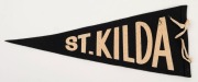 ST. KILDA: a circa 1950s "The Saints" pennant (39cm long) with a contemporary enamel and brass lapel pin, (2 items). Superb condition. - 3