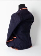 ADELAIDE CRICKET CLUB BLAZER, Grimmett's Adelaide Cricket Club blazer, blue wool with yellow and red trim, with monogram initials of the A.C.C. embroidered in red, yellow, and turquoise thread; label of McCarron & Co., inscribed in ink "MR. C.V. GRIMMETT&nbsp; - 5