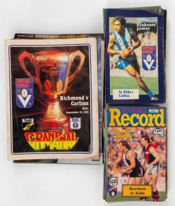 An accumulation of home & away football records: 1978(9), 1979(5), 1980(2), 1981(1), 1982(2), 1991(16), together with the Grand Final football records for 1982/1993/1996, plus several related magazines.&nbsp;