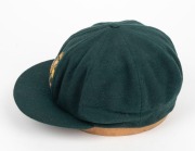 THE 1948 AUSTRALIAN TEST TEAM BAGGY GREEN CAP WORN BY SID BARNES: Green wool with embroidered Coat of Arms and 1948 to the front panel; Farmer's, Sydney label to the internal peak with "S. G. Barnes" added in manuscript. Overall in very good condition wit - 4