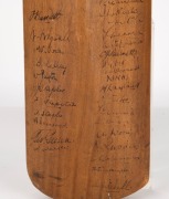 HERBERT STRUDWICK'S&nbsp;SOUVENIR BAT WITH MORE THAN 125 ORIGINAL AUTOGRAPHS: A full sized "Surrey & England XI" cricket bat by Sandham, Strudwick & Bale, signed in the ownership position by Herbert Strudwick (1880 - 1970) and evidently used to collect signatu - 7