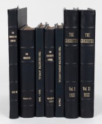 "THE CRICKETER" Weekly Magazine: a collection of leather-bound volumes, all containing the original publications with the following titles: "The Cricketer Volume 1, 1921", "The Cricketer Volume 11, 1922", "The Cricketer 1949-50", "The Cricketer Annual 192