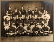 PRAHRAN&nbsp;A.J.M. (JAM FACTORY), 1917 Premiers, black and white team photograph in original oak frame with gilt slip and glass, ​​​​​​​with pencil inscription verso, sheet size 31 x 40cm, 60 x 70cm overall - 2