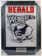 CARLTON: 1972 reprint&nbsp;WEG Premiership poster by Wegart;&nbsp;attractively framed and glazed, overall 87x65cm.