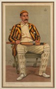 Two original Vanity Fair chromo-lithographs, "Oxford Cricket" (29 June 1889) depicting Hylton Philipson, and "Yorkshire Cricket" (24 September 1892) depicting George Hirst, both&nbsp;individually framed and glazed, each overall 54.5 x 44.5cm. [2 items] - 3