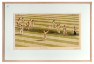 James Willebrant (1950- ): two colour etchings "Hook to the Boundary" [34/75, 89 x 69cm] and "A Confident Appeal" [1/75, 64 x 95cm], both editioned, signed, titled, and dated 84' in the lower margin, both window mounted, framed & glazed. [2 items]