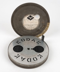 CLARRIE GRIMMETT - FILM MAKER: An original reel of 16mm-cine film, labelled Australia and recording Grimmett's visits to the Nullarbor Plains, where he observed the aborigines, Hobart, Brisbane, Sydney Harbour Bridge, Bondi Beach, Melbourne, Flinders Street Station, St. Kilda, the War Memorial and Captain Cook's Cottage. Approx. 15 minutes long.