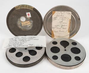 CLARRIE GRIMMETT - FILM MAKER: Two reels of 16mm-cine film, labelled London recording the 1934 Australian Team on tour in Europe, with the King & Queen in England, visiting Whitehall, the Tower of London, St. Pauls, the Duke of Portland's estate, golf at Gleneagles, Woodfull, Walker, Wall, Bradman, a'Beckett, etc. The second reel labelled King George & England, with references to Windsor Castle, Oldfield, Woodfull, Hobbs, Wall, Jackson, the Ascot Races, etc.