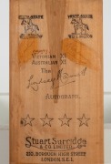 THE AUSTRALIAN TEAM IN SOUTH AFRICA 1949-50: A full-size Lindsay Hassett Autograph bat by Stuart Surridge & Co, with the signatures of the Australian team (and the faded signatures of the South African team) to the front of the blade, which has also been - 3