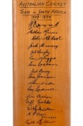 THE AUSTRALIAN TEAM IN SOUTH AFRICA 1949-50: A full-size Lindsay Hassett Autograph bat by Stuart Surridge & Co, with the signatures of the Australian team (and the faded signatures of the South African team) to the front of the blade, which has also been - 4