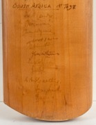 THE AUSTRALIAN TEAM IN SOUTH AFRICA 1949-50: A full-size Lindsay Hassett Autograph bat by Stuart Surridge & Co, with the signatures of the Australian team (and the faded signatures of the South African team) to the front of the blade, which has also been - 5