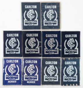 Carlton: Member's Season Tickets for 1971, 1972, 1973, 1974, 1975, 1976, 1977, 1978, 1979 and 1980, each with fixture list & hole punched for each game attended. (10).
