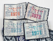 Carlton: Member's Season Tickets for 1971, 1972, 1973, 1974, 1975, 1976, 1977, 1978, 1979 and 1980, each with fixture list & hole punched for each game attended. (10). - 2