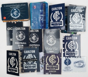 CARLTON FOOTBALL CLUB & SOCIAL CLUB: 1977 - 2017, a duplicated range of membership cards. (60+).