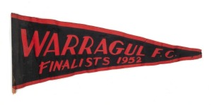 "WARRAGUL F.C. FINALISTS 1952" pennant. 38mm.