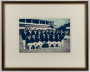AUSTRALIA IN THE WEST INDIES: A photograph of the 1964-65 team in their team blazers and whites, with Simpson, Lawry, McKenzie, Hawke and Jarman; a certificate of merit awarded to Grahame Thomas for making a century at Barbados; and a team photo of the 19 - 2