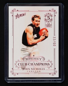 SELECT SUPREMACY CARLTON CLUB CHAMPIONS: Limited-edition 2021 card for John Nicholls (CC-JN #33/60).