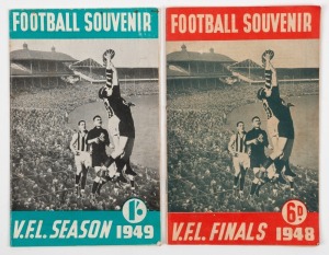 Two rare publications: "Football Souvenir V.F.L. Finals 1948" (32pp incl pictorial covers), plus "Football Souvenir V.F.L. Season 1949" (32pp incl pictorial covers); both feature the photographs of Charles Boyles.