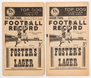 1947 'Football Record' for the 2nd Semi Final - Carlton v Essendon; and the Grand Final - Carlton v Essendon. Fair/Fine condition. [Carlton's 8th premiership] (2 items).