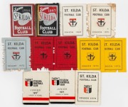 SAINT KILDA&nbsp;FOOTBALL CLUB: 1966, 1967, 1969, 1971, 1972, 1974 (2), 1975 (2), 1977 (2) and 1978 JUNIOR membership cards. (12). Mixed condition.