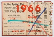 SAINT KILDA&nbsp;FOOTBALL CLUB: 1966, 1967, 1969, 1971, 1972, 1974 (2), 1975 (2), 1977 (2) and 1978 JUNIOR membership cards. (12). Mixed condition. - 3