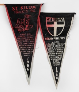 St.Kilda Supporters' Pennants: "St. Kilda 1966 Finalists", "St. Kilda Grand Finalists 1966", (2).